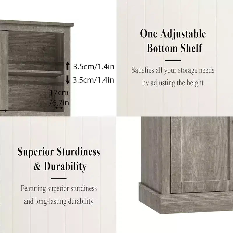Particle Board 5-Door Kitchen Pantry Cabinet with Microwave Stand 39.4"W x 15.7"D x 70.9"H
