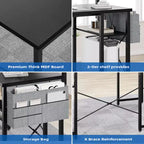 Bureau d'angle réversible en L en MDF avec support d'écran, lumières LED et prises de courant 54"