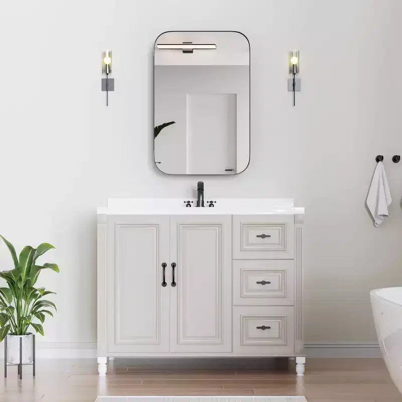 MDF Rectangular Bathroom Medicine Cabinet with Mirror 36"W x 24"H