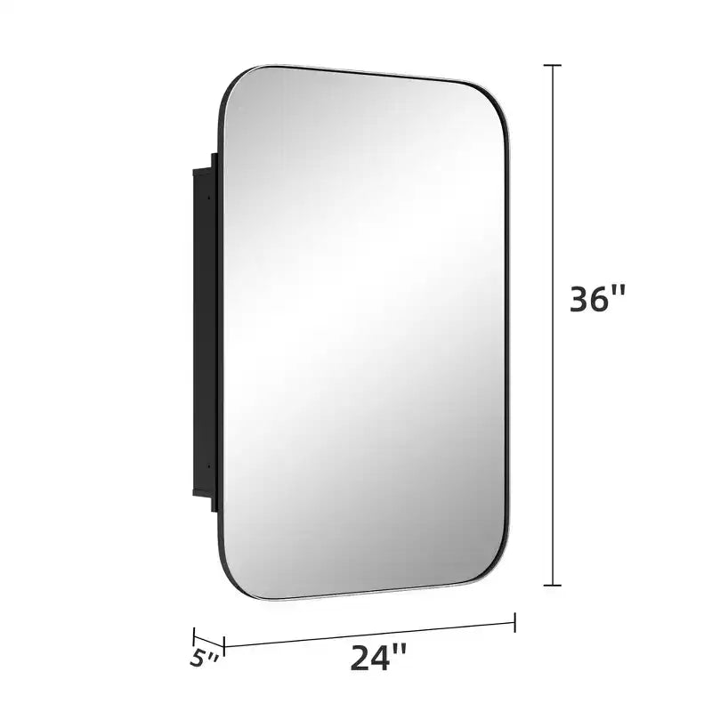MDF Rectangular Bathroom Medicine Cabinet with Mirror 36"W x 24"H