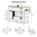 Îlot de cuisine roulant en MDF avec 6 tiroirs, abattant et poubelle coulissante 130 cm (l) x 75 cm (P) x 92 cm (H)