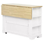 Îlot de cuisine roulant en MDF avec 6 tiroirs, abattant et poubelle coulissante 130 cm (l) x 75 cm (P) x 92 cm (H)