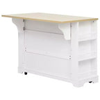 Îlot de cuisine roulant en MDF avec 6 tiroirs, abattant et poubelle coulissante 130 cm (l) x 75 cm (P) x 92 cm (H)