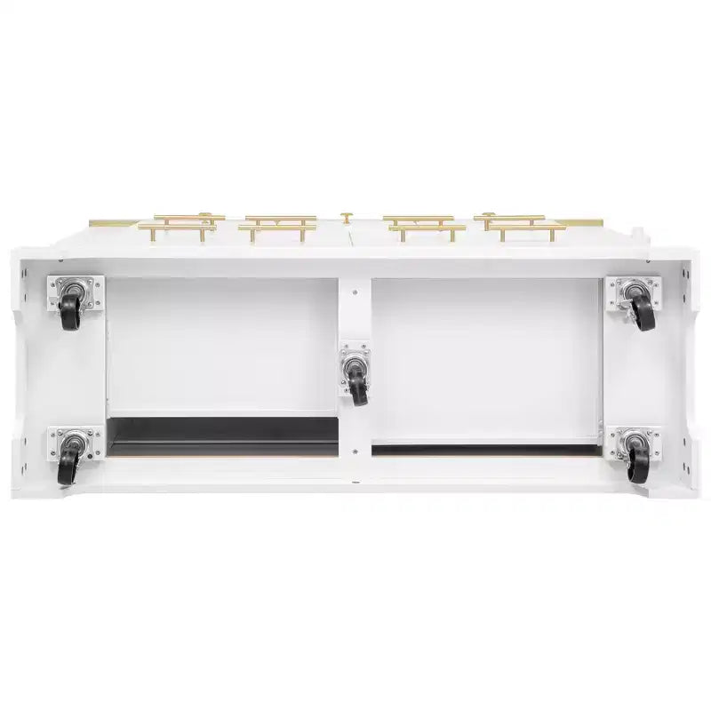 MDF Rolling Kitchen Island with 6 Drawers, Drop Leaf, and Pull-Out Trash 51.2"W x 29.5"D x 36.2"H