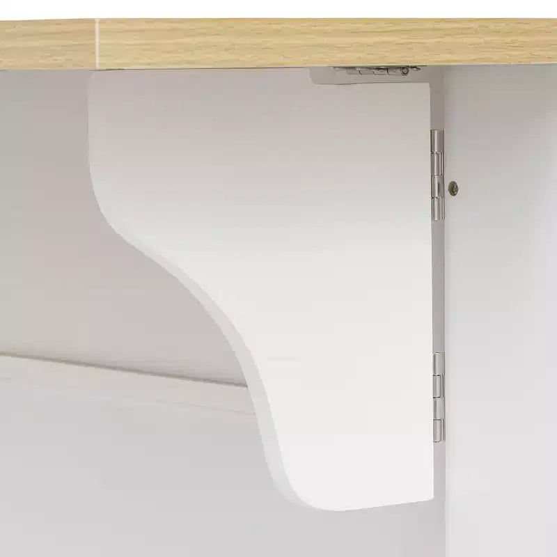 MDF Rolling Kitchen Island with 6 Drawers, Drop Leaf, and Pull-Out Trash 51.2"W x 29.5"D x 36.2"H