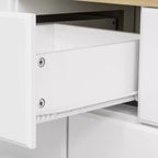 Îlot de cuisine roulant en MDF avec 6 tiroirs, abattant et poubelle coulissante 130 cm (l) x 75 cm (P) x 92 cm (H)