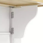 Îlot de cuisine roulant en MDF avec 6 tiroirs, abattant et poubelle coulissante 130 cm (l) x 75 cm (P) x 92 cm (H)