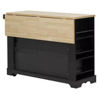 Îlot de cuisine roulant en MDF avec 6 tiroirs, abattant et poubelle coulissante 130 cm (l) x 75 cm (P) x 92 cm (H)