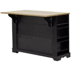 Îlot de cuisine roulant en MDF avec 6 tiroirs, abattant et poubelle coulissante 130 cm (l) x 75 cm (P) x 92 cm (H)
