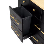 Îlot de cuisine roulant en MDF avec 6 tiroirs, abattant et poubelle coulissante 130 cm (l) x 75 cm (P) x 92 cm (H)