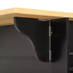 Îlot de cuisine roulant en MDF avec 6 tiroirs, abattant et poubelle coulissante 130 cm (l) x 75 cm (P) x 92 cm (H)