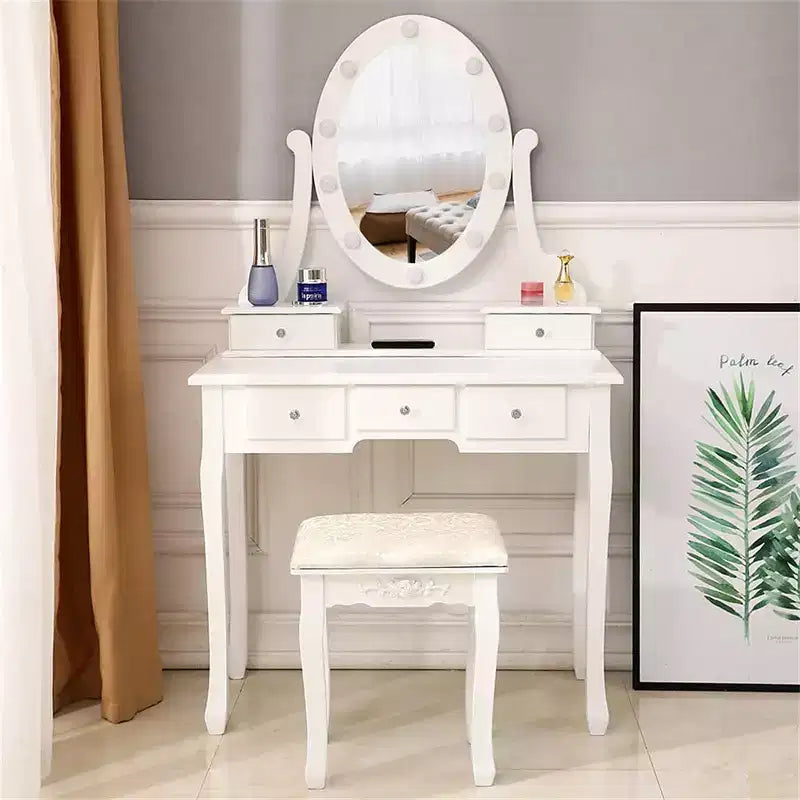 MDF 5-Drawer Vanity Dressing Table with LED Mirror 31.5"W x 15.75"D x 55.51"H