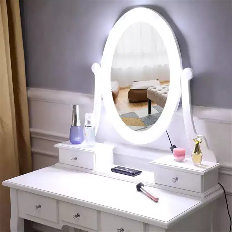 MDF 5-Drawer Vanity Dressing Table with LED Mirror 31.5"W x 15.75"D x 55.51"H