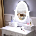 Coiffeuse en MDF à 5 tiroirs avec miroir LED 80 cm (l) x 40 cm (P) x 141 cm (H)