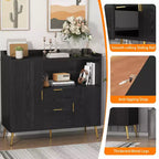 Meuble de rangement pour micro-ondes en MDF avec 2 portes et 2 tiroirs 100 cm (L) x 40 cm (P) x 95 cm (H)