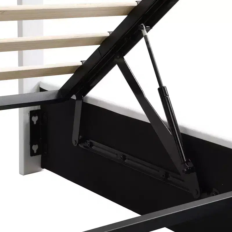 Pine Plywood Upholstered Queen Platform Bed with Hydraulic Storage System