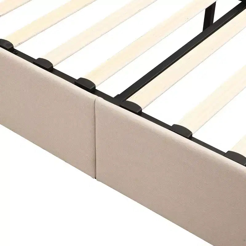 Pine Plywood Upholstered Queen Platform Bed with Hydraulic Storage System