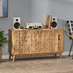 Buffet de rangement 2 portes en bois de manguier et acacia 47"L x 16"P x 26,5"H
