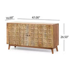 Buffet de rangement 2 portes en bois de manguier et acacia 47"L x 16"P x 26,5"H