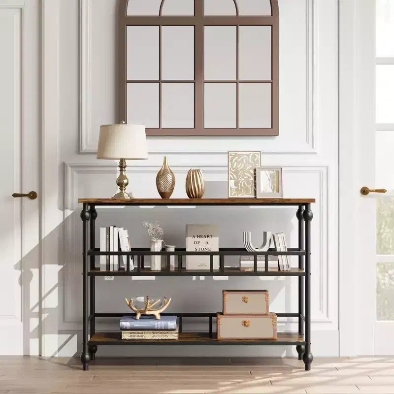 Metal MDF 3-Tier Narrow Console Table 43"W x 11.8"D x 31.5"H