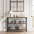 Console étroite à 3 niveaux en métal et MDF 109,2 cm (L) x 30 cm (P) x 80 cm (H)