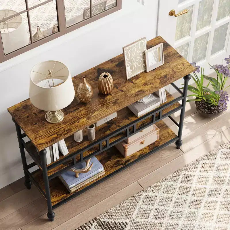 Metal MDF 3-Tier Narrow Console Table 43"W x 11.8"D x 31.5"H