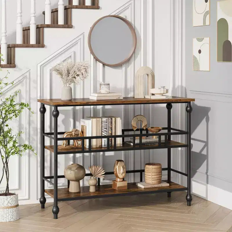 Metal MDF 3-Tier Narrow Console Table 43"W x 11.8"D x 31.5"H
