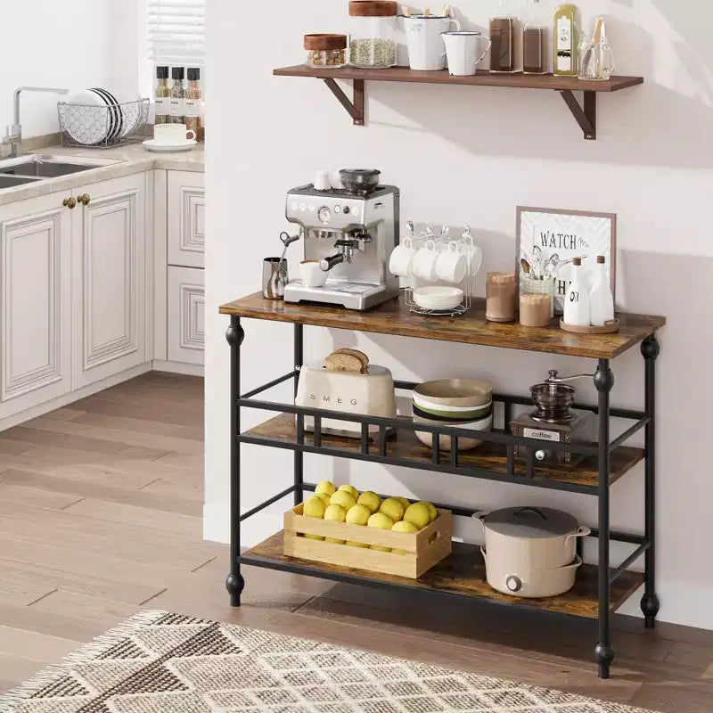 Metal MDF 3-Tier Narrow Console Table 43"W x 11.8"D x 31.5"H