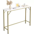 Console en bois et métal avec ports USB et prises de courant intégrés