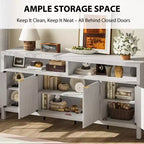 Buffet bahut 4 portes cannelé en MDF 167,1 cm (L) x 39,9 cm (P) x 75,4 cm (H)