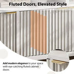 Buffet bahut 4 portes cannelé en MDF 167,1 cm (L) x 39,9 cm (P) x 75,4 cm (H)