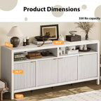 Buffet bahut 4 portes cannelé en MDF 167,1 cm (L) x 39,9 cm (P) x 75,4 cm (H)