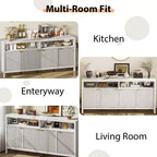 Buffet bahut 4 portes cannelé en MDF 167,1 cm (L) x 39,9 cm (P) x 75,4 cm (H)