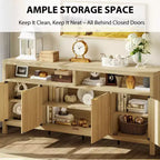 Buffet bahut 4 portes cannelé en MDF 167,1 cm (L) x 39,9 cm (P) x 75,4 cm (H)