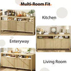 Buffet bahut 4 portes cannelé en MDF 167,1 cm (L) x 39,9 cm (P) x 75,4 cm (H)