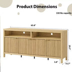 Buffet bahut 4 portes cannelé en MDF 167,1 cm (L) x 39,9 cm (P) x 75,4 cm (H)