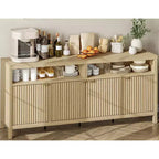 65.8 Inch Fluted Sideboard Buffet Cabinet with 4 Doors, Morden Kitchen Storage Cabinet for Dining Room, Living Room, Entryway