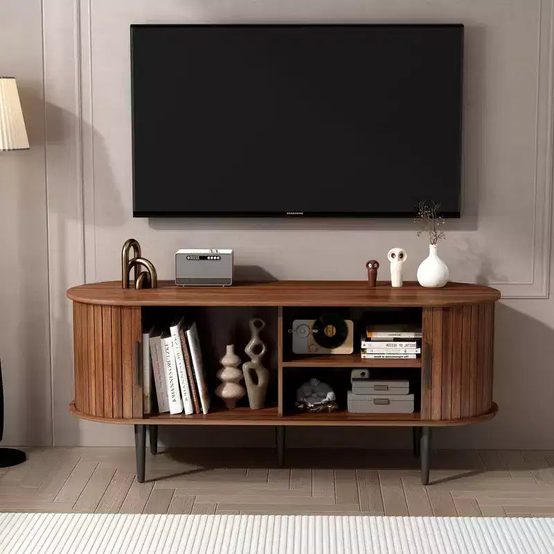 MDF Fluted TV Stand with Sliding Door 55"W x 15.75"D x 21.65"H