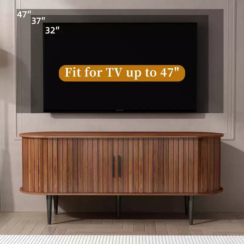 MDF Fluted TV Stand with Sliding Door 55"W x 15.75"D x 21.65"H