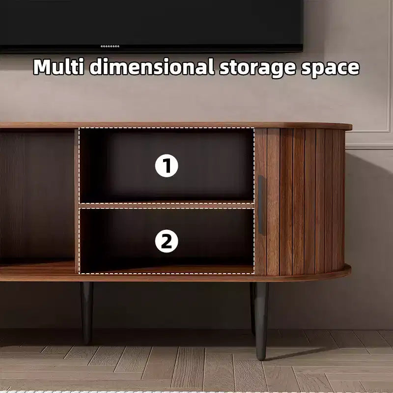 MDF Fluted TV Stand with Sliding Door 55"W x 15.75"D x 21.65"H