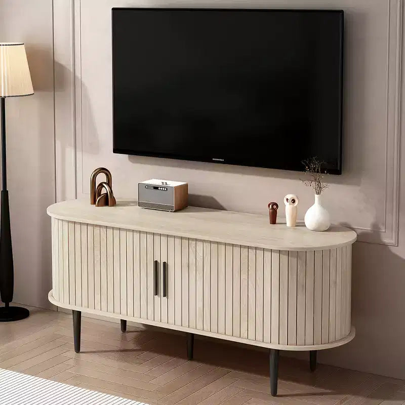 MDF Fluted TV Stand with Sliding Door 55"W x 15.75"D x 21.65"H