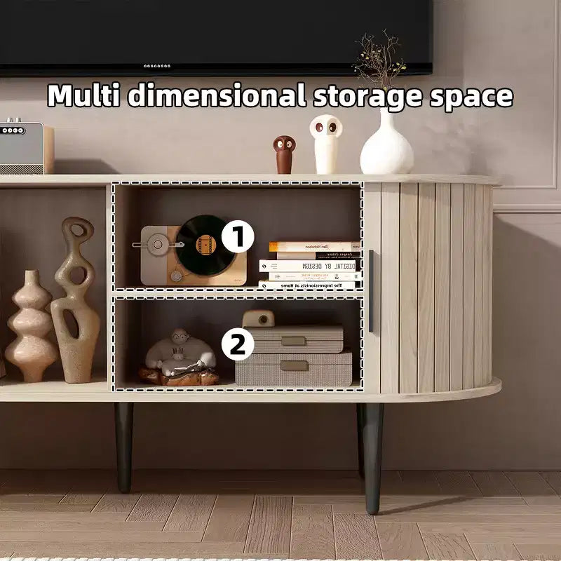 MDF Fluted TV Stand with Sliding Door 55"W x 15.75"D x 21.65"H
