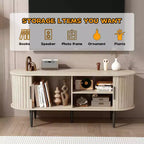 Meuble TV en MDF cannelé avec porte coulissante 55"L x 15,75"P x 21,65"H