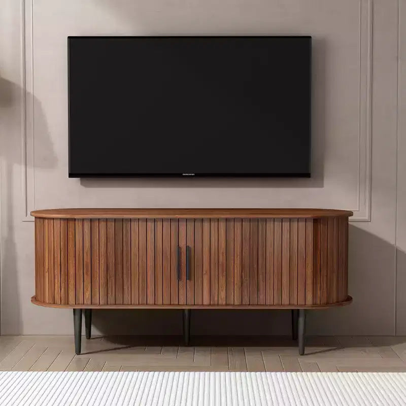 MDF Fluted TV Stand with Sliding Door 55"W x 15.75"D x 21.65"H