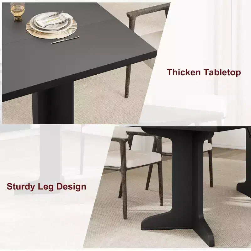 Melamine Iron Frame Rectangular Dining Table 71.7"L x 32.1"W x 29.5"H