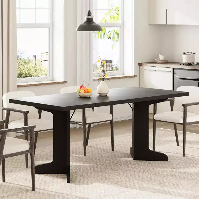 Melamine Iron Frame Rectangular Dining Table 71.7"L x 32.1"W x 29.5"H