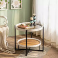 Maxax 2-Tier End Table with Storage, Glass Tray Top Frame Side Table for Bedroom Home Decor, Patio