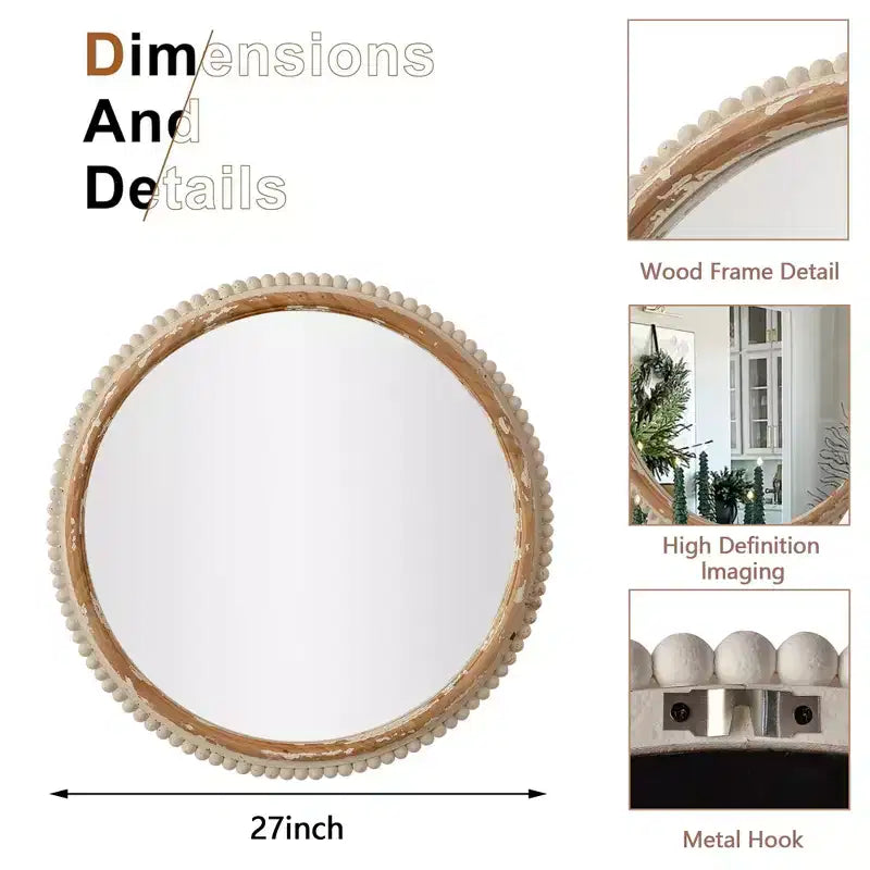 MDF Frame Arched Freestanding Wall Mirror 30.91"H