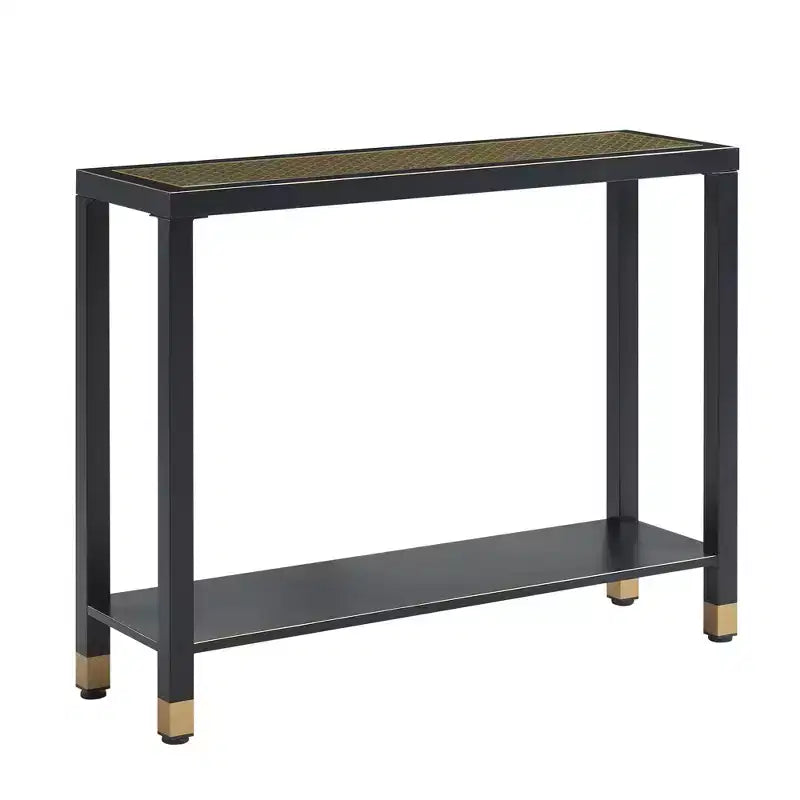 Tempered Glass Metal Frame 2-Tier Console Table 40.94"W x 12.17"D x 32"H