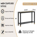 Console en verre trempé et cadre métallique à 2 niveaux 40.94"W x 12.17"D x 32"H